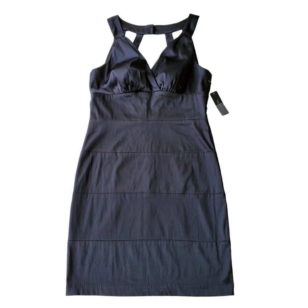 NWT Bisou Bisou Black Satin Bandage Dress Super Sexy Classy Cocktail Party Sz 10 - Picture 6 of 16